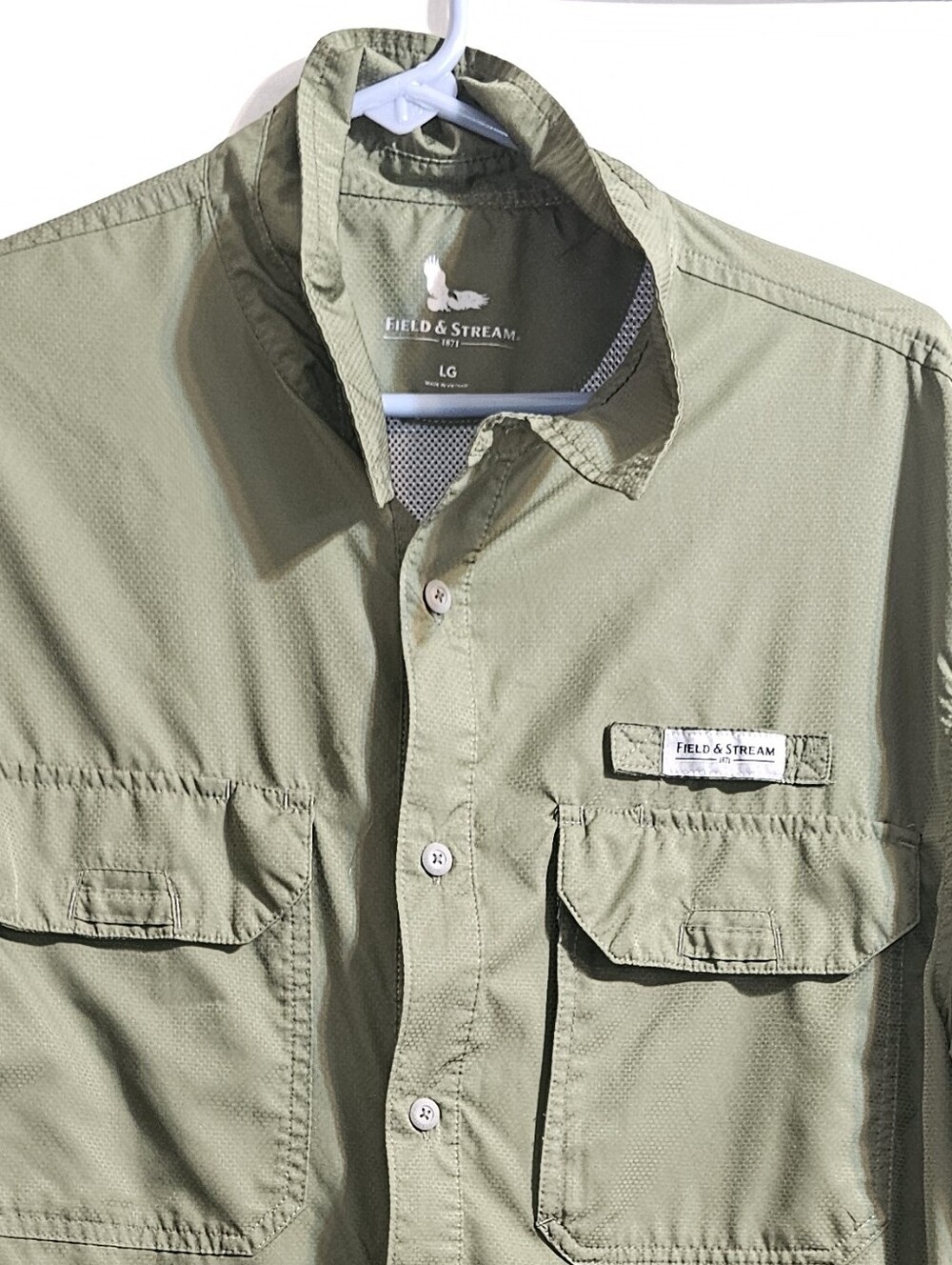 Field & Stream Shirt Mens Large Green Button Down Fisherman Utility Fishing Sz L - Picture 10 of 12